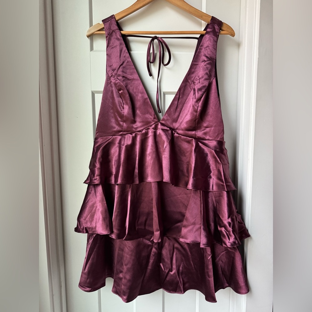 Lulus Satin Tier Tie Back Mini Dress NEW!